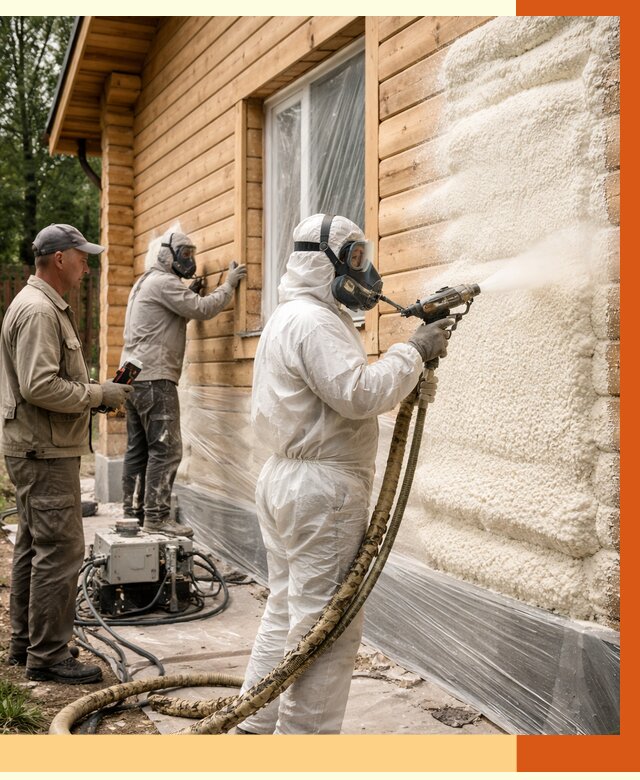 Утепление дома из бруса ППУ в Сибае от 3956 руб/м2 под ключ | ТепломастерСба