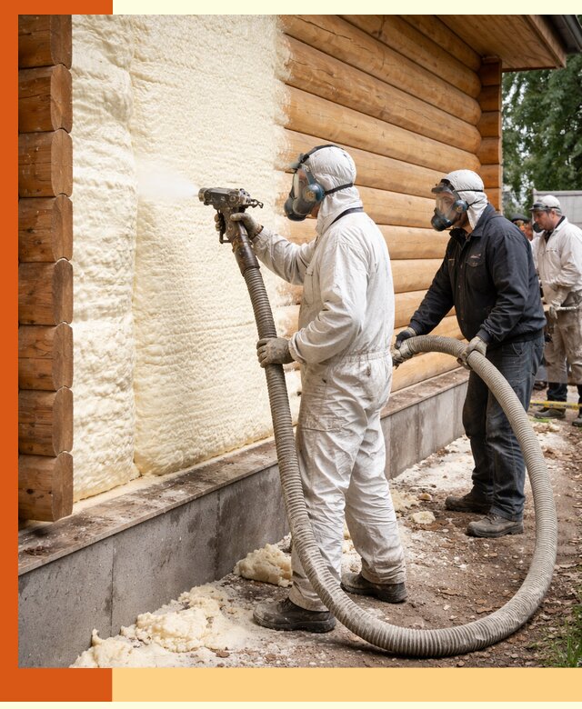 Утепление дома из бруса пенополиуретаном в Сибае