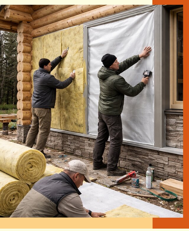 Утепление бревенчатого дома в Сибае от 7861 руб/м2 — заказать под ключ | ТепломастерСба