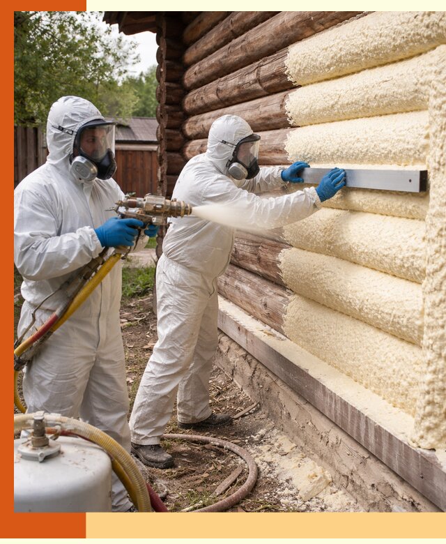 Утепление бревенчатого дома ППУ в Сибае эффективной изоляцией