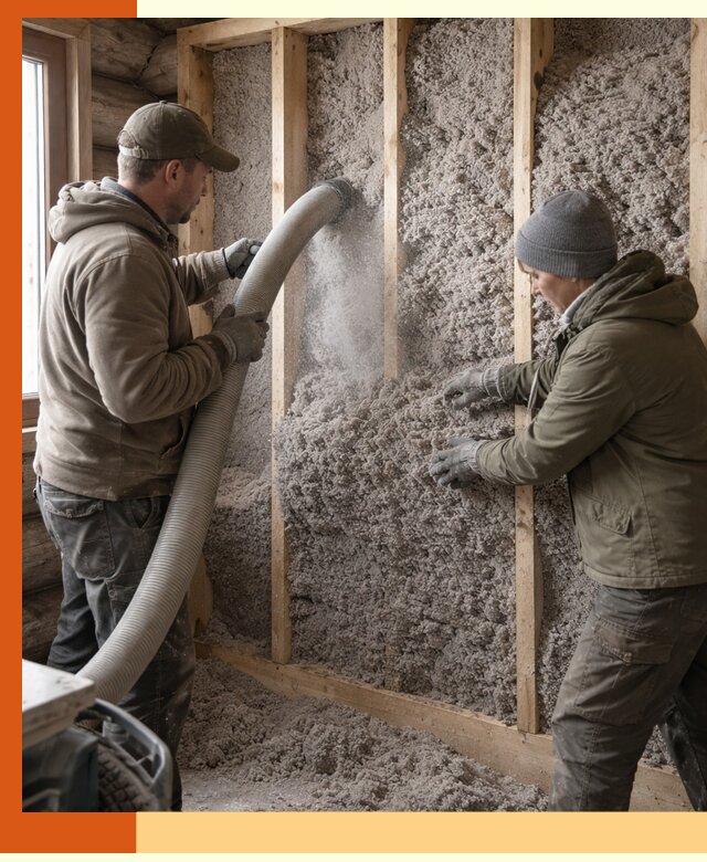 Утепление бревенчатого дома эковатой в Сибае