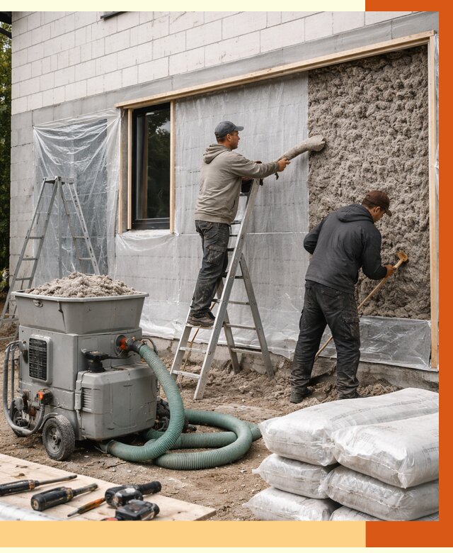 Утепление дома из газобетона эковатой в Сибае от 4624 руб./м2 | ТепломастерСба