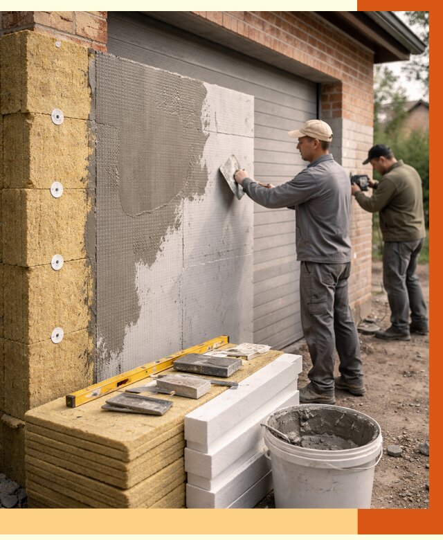 Утепление гаража снаружи в Сибае от 4316 руб. за м2 — наружное утепление под ключ | ТепломастерСба