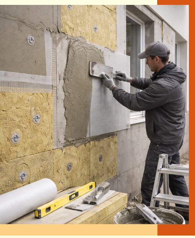 Утепление фасада под штукатурку в Сибае от 4316 руб/м2 — монтаж пенопластом и минватой | ТепломастерСба