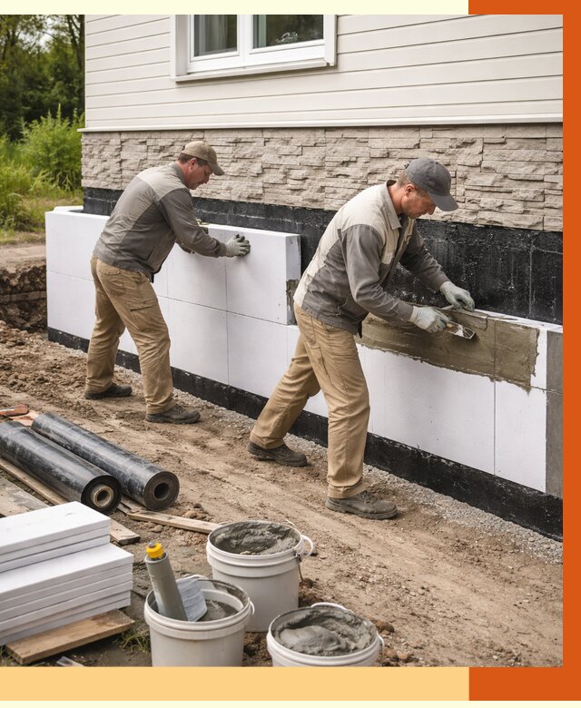 Утепление фундамента снаружи в Сибае от 4316 руб. за м² | ТепломастерСба