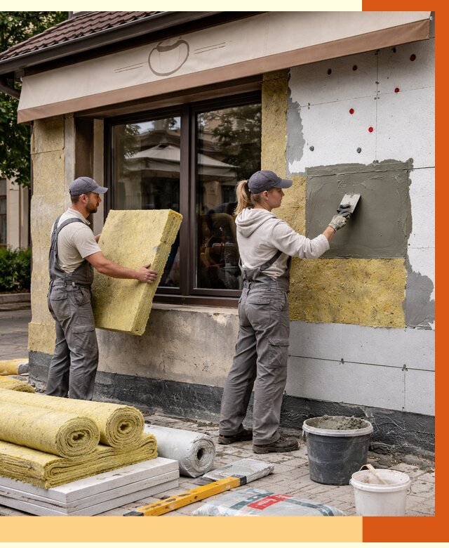 Утепление кафе в Сибае от 4316 руб/м2 — комплексно под ключ | ТепломастерСба