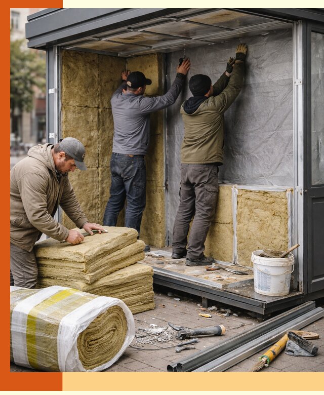 Утепление павильона шаурмы под ключ в Сибае