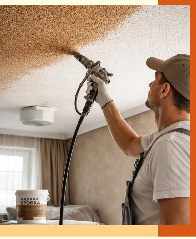 Утепление потолка жидкой пробкой в Сибае от 3597 руб. | ТепломастерСба