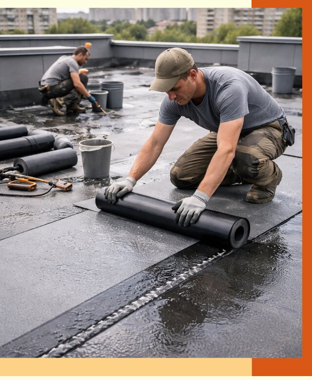 Гидроизоляция плоской кровли в Сибае от 4624 руб./м2 — профессионально | ТепломастерСба