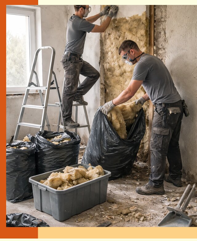 Демонтаж старого утеплителя и вывоз отходов в Сибае